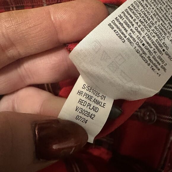 Old Navy Pixie Skinny Ankle Dress Pants Womens 12 Red Plaid Stretch NEW Tartan - Picture 10 of 11